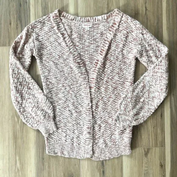 Big Girls Orange & Cream Textured Knit Cardigan Sweater by Cat & Jack sz 7/8 - Picture 1 of 4